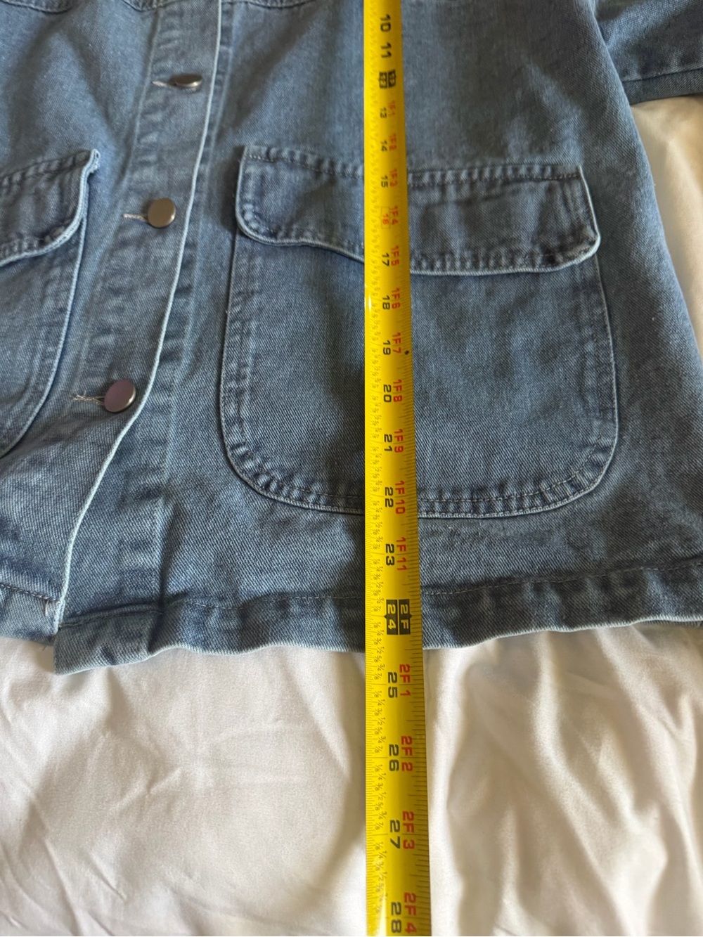 Light Blue Denim Jacket with Contrast Tan Collar - Picture 4 of 6
